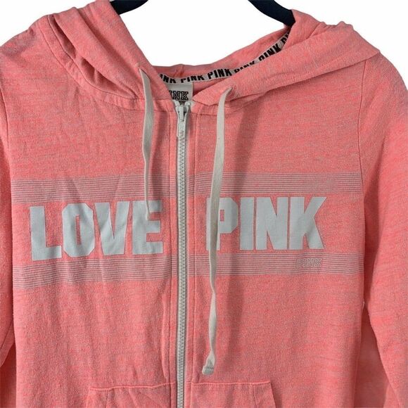 PINK Victorias Secret Full Zip Hoodie Neon XS - Picture 3 of 5